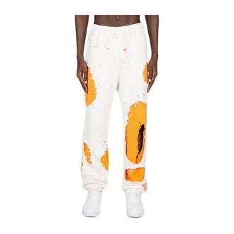 Liberal Youth Ministry Broeken, Heren, Wit, L, Katoen, Retro-Futuristische Track Pants met Distressed Look