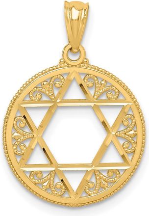 Diamond2Deal 14k Yellow Gold Filigree Star of David Round Pendant