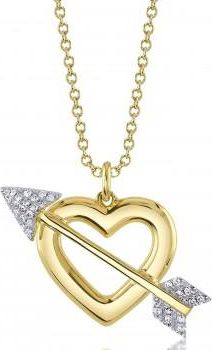 Allurez Diamond Heart & Arrow Link Pendant Necklace 14K Yellow Gold (0.07ct)