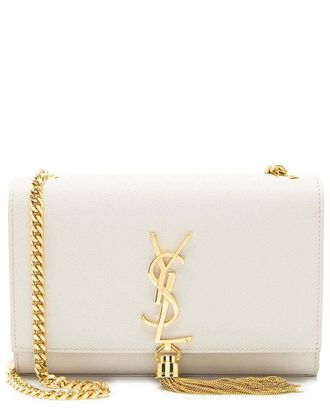 Saint Laurent White Leather Grain De Poudre Monogram Kate Tassel Small Shoulder Bag (Authentic Pre-Loved)