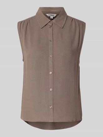 Only Regular Fit Leinenbluse ohne &Auml;rmel Modell SIESTA in Mittelbraun, Gr&ouml;&szlig;e XL