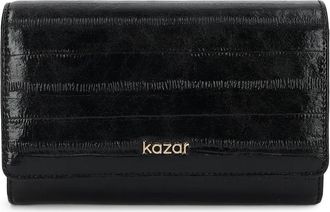 Kazar Oblong Patroon Portemonnee - Dames - Portefeuilles - Zwart - ONE Size - Leer - Accessoires