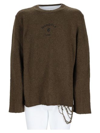 Maison Margiela Textured Knit Sweater With Decorative Chain Accents