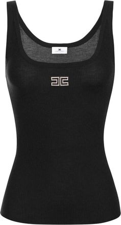 Elisabetta Franchi Ribbed Knit Tank Top - Dames - Tops zonder mouwen - Zwart - S - Wol - Tops