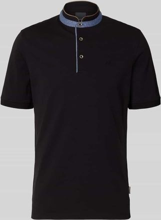 Bugatti Regular Fit Poloshirt mit Stehkragen und Logo-Stitching in Black, Gr&ouml;&szlig;e XXXL