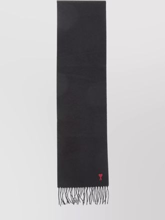 Ami heart friend wool scarf with fringed hems