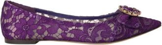 Dolce & Gabbana Ballerinas, female, Purple, Size: 6 US Crystal Buckle Lace Ballerina Flats