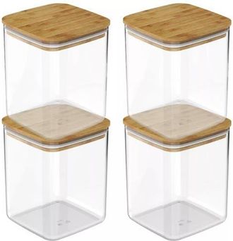 Ou Clear Stackable Airtight Food Storage Container Set with Wood Lid 8 Piece at Nordstrom