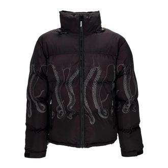 Octopus Zwarte gewatteerde jas met capuchon - Heren - Winterjassen - Zwart - S - Polyester - Jassen