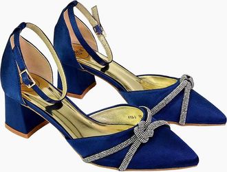 XY London Womens XY London Womens/Ladies Sarah Diamante Ankle Strap Court Shoes - Navy - Size: 7