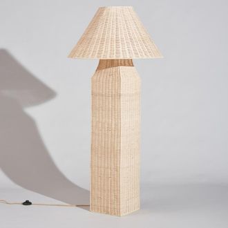 Maisons du monde L&aacute;mpara de pie c&oacute;nica de rat&aacute;n, 149 cm