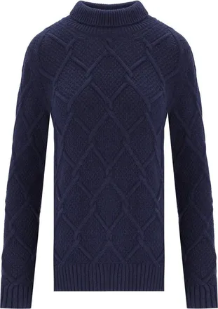 Barbour Burne Roll Blue Turtleneck Jumper