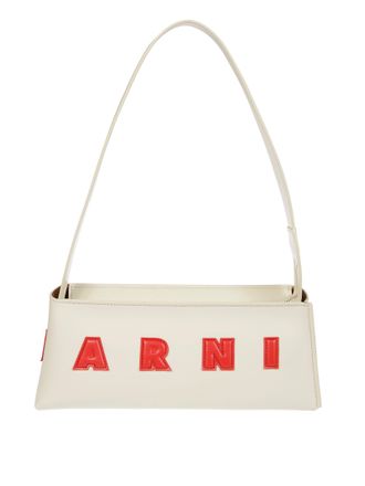 Marni Elongated Silhouette Shoulder Bag with Bold Lettering