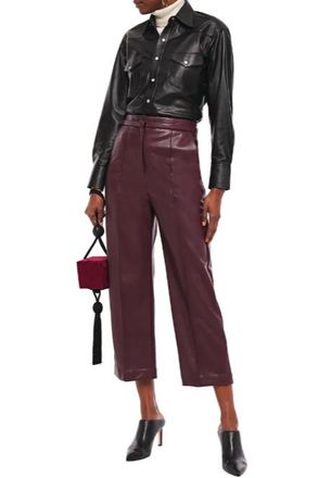Hussein Chalayan Faux Leather Cropped Wide Leg Pants Size XXS