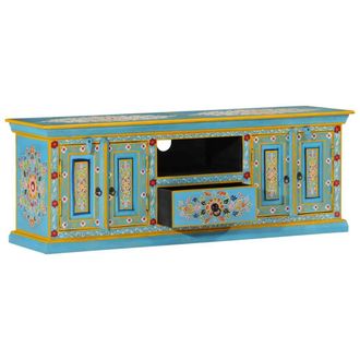 Berkfield Home TV Cabinet Blue 110x30x40 cm Solid Wood Mango | Size: 110 x 30 x 40 cm
