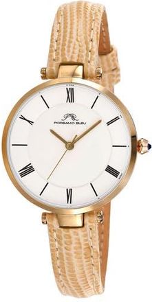 Porsamo Bleu Bellevue Leather Strap Watch, 32mm in Beige Gold Tone at Nordstrom Rack