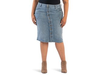 Kut from the Kloth Plus Rose Skirt Button Front Womens Skirt Majestic : 22W, Cotton/Denim/Polyester