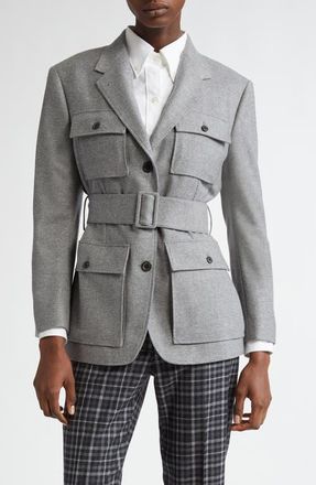 Thom Browne Wool Flannel Safari Jacket in Light Grey at Nordstrom, Size 6 Us