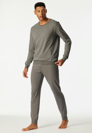 Schiesser Schlafanzug UNCOVER BY SCHIESSER Uncover Nightwear, Herren, Gr. 48, grau (200, grau), Single Jersey, Obermaterial: 100% Baumwolle, bequem lang, Rundha