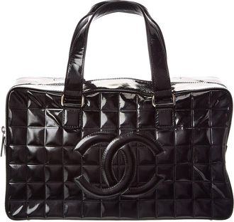 Chanel Black Quilted Patent Leather Chocolate Bar (Authentic Pre-Loved)