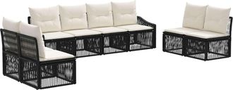 vidaXL Conjunto De Sof&aacute;s De Jard&iacute;n 8 Uds. Negro Rat&aacute;n Sint&eacute;tico Vidaxl