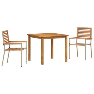 Berkfield Home 3 Piece Garden Dining Set Beige Poly Rattan Acacia