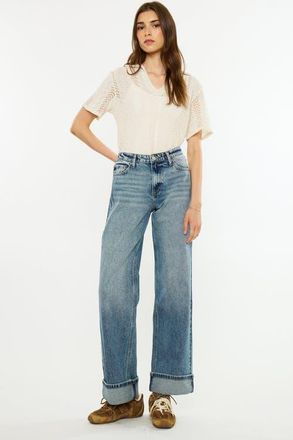 Kancan Lani Essentials 90s Low Rise Relaxed Straight Jeans in Dark Wash at Nordstrom, Size 31