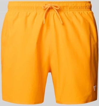Emporio Armani Straight Fit Badeshorts mit Logo-Detail in Orange, Gr&ouml;&szlig;e XXL