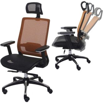 Hhg Poltrona sedia ufficio girevole regolabile HHG 795 ergonomica design moderno tessuto arancione nero