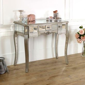 Melody Maison Mirrored Dressing Table - Tiffany Range in Silver