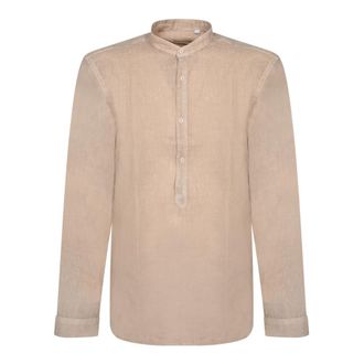 Costumein Elegante Mandarin Kraag Linnen Overhemd - Heren - Casual Overhemden - Beige - M - Linnen - Overhemden