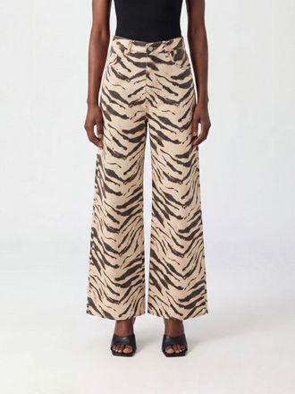 Ganni Jeans wide leg a vita alta con stampa zebrata