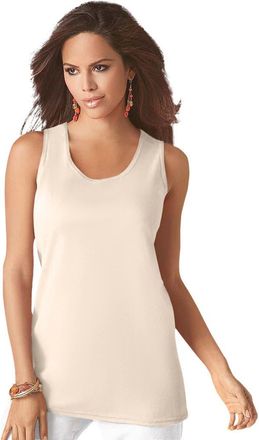 Roaman's Plus Size Cotton Scoopneck Tank Top in Oatmeal at Nordstrom, Size Small