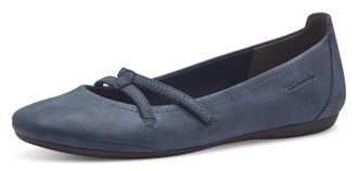 Tamaris Ballerina TAMARIS Caterina, Damen, Gr. 36 (3,5), blau (navy), Lederimitat, Schuhe Ballerina, Flats, Festtagsmode, Slipper mit Gummizugriemchen