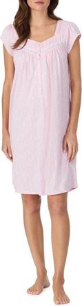 Eileen West Floral Cap Sleeve Short Cotton Nightgown in Pink/White at Nordstrom, Size X-Small