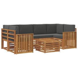 vidaXL Conjunto De Sof&aacute;s De Exterior 7 Pcs Natural Y Antracita Vidaxl