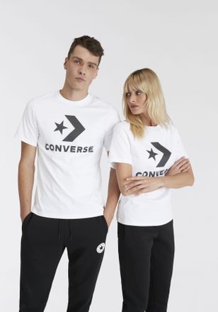 Converse T-Shirt CONVERSE Unisex GO-TO STAR CHEVRON LOGO STANDARD-FIT, Damen, Gr. XXL, schwarz-weiss (wss, schw), Single Jersey, Obermaterial: 100% Baumwolle, 