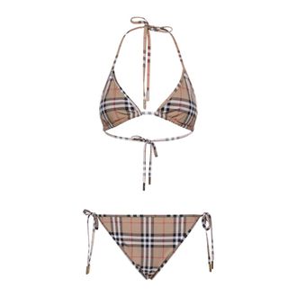 Burberry Bikinis, female, Beige, Size: XS Vintage Check Triangle Bikini