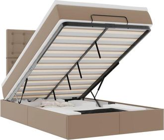 vidaXL Estructura Cama Otomana Colch&oacute;n Cappucino Cuero Sint&eacute;tico Vidaxl