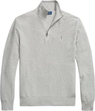 Ralph Lauren Geribde Half-Zip Turtleneck - Heren - Coltruien - Grijs - XL - Katoen - Truien & Vesten