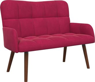 vidaXL Sof&aacute; De 2 Plazas Rojo Vino 115 X 61 X 87 Cm Terciopelo Vidaxl