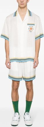 Casablanca Mens Silk Shorts With Drawstrings - White - Size Small