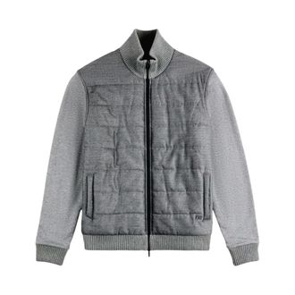 Fay Jassen, Heren, Grijs, L, Katoen, Giubbino Zip Ricamo