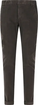 Dondup Gaubert Dark Brown Velvet Cotton-Blend Straight-Leg Pants