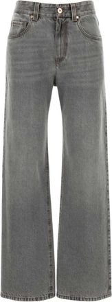Brunello Cucinelli Wijde Jeans - Dames - Loose Fit Jeans - Grijs - S - Katoen - Jeans