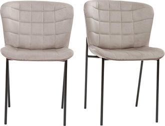 Miliboo Miliboo - Set De 2 Sillas De Dise&ntilde;o De Terciopelo Color Topo Y Metal Negro Saiga