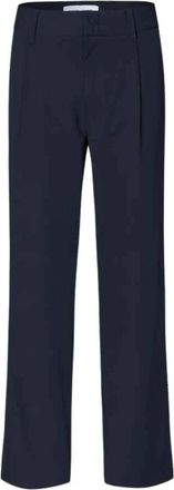 Sams&oslash;e & Sams&oslash;e Valentin Pleated Broeken - Heren - Straight fit broeken - Blauw - L - Polyester - Broeken