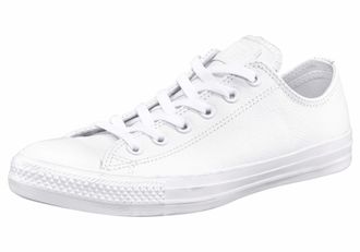 Converse Sneaker CONVERSE Chuck Taylor Basic Leather Ox Monocrome, Damen, Gr. 36,5, weiss (wei&szlig;), Leder, Schuhe Sneaker
