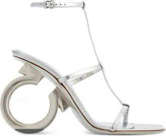 Ferragamo Elina Gancini Nappa Sandals, Size 6.5 D