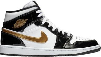 Nike Jordan Mens AJ 1 Mid SE - Basketball Shoes White/Black/Metallic Gold Size 10.0